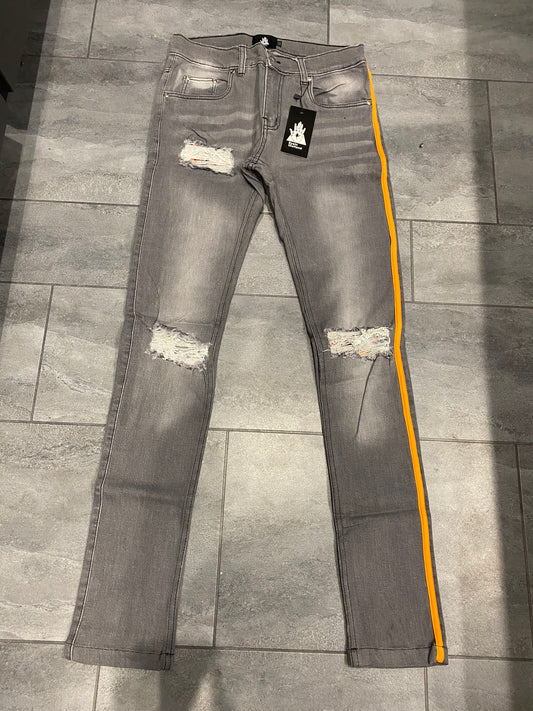 Men’s grey slim fit ripped jeans
